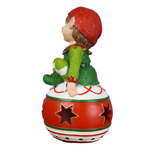 Christmas Home Decoration <strong>Elf</strong> Sitting Ball Resin Statue With LED Light Christmas Ornament Desktop Resin Craft <strong>ELF</strong> <strong>Figurines</strong> - Product Image 3