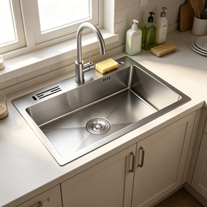 Lavello da <span class=keywords><strong>Cucina</strong></span> in Acciaio Inox Fatto a Mano, Colore Argento, Dimensioni Personalizzabili, Montaggio Superiore, Vasca Singola, <span class=keywords><strong>Design</strong></span> Moderno - Product Image 3