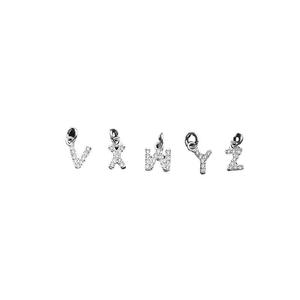 Fine Full Zircon 26 Lettre Or 925 Sterling Silver Charme Initial Bijoux accessoires pour Collier Bracelet Faire Personnalisé - Product Image 6