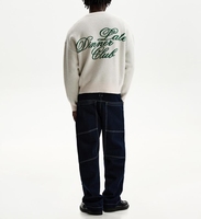 Pull en tricot jacquard à col rond à manches longues en coton 100% avec logo personnalisé, décontracté et surdimensionné, pour hommes
