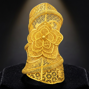 Wholesale 14K18K24K Gold Plated Wide Kada Intricate Floral Openwork Forming Kada Bracelet Dubai Style Arabic <b>Bridal</b> Kada Jewelry - Product Image 3