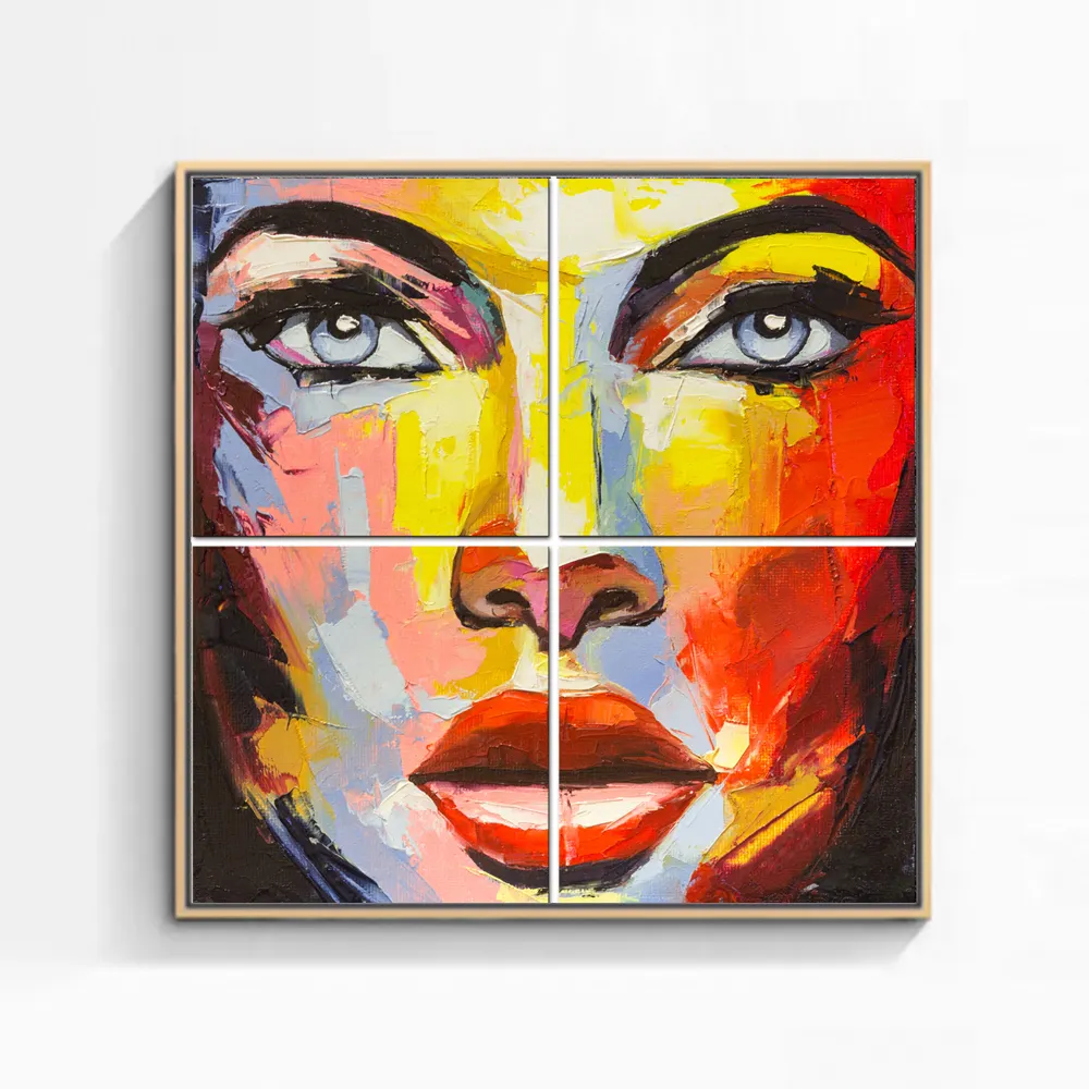 HD print Handmade art Abstract woman face poster portrait Wall art oil painting on Canvas