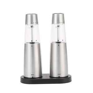 Juego de molinillos de pimienta de acero inoxidable, forma cilíndrica portátil con tapas metálicas para viajes y uso en la cocina del hogar - Product Image 1