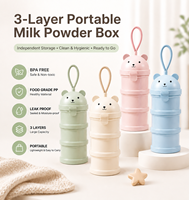 Boîte de rangement portable à 3 couches pour poudre, sans BPA, empilable, étanche, pour aliments, organisateur de voyage, OEM ODM personnalisé