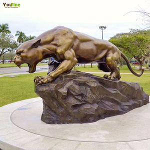 YOUFINE tamaño real moderno al aire libre escuela jardín decoración Animal bronce leopardo Pantera estatua escultura - Product Image 1