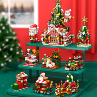 Nouvel Ensemble de Blocs de Construction de Noël DIY, Jouets Éducatifs en ABS pour Garçons à Assembler (Petit Sapin de Noël et Père Noël)