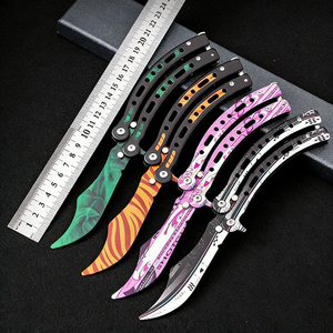 Cuchillo de Entrenamiento Tipo Balisong de <span class=keywords><strong>CSGO</strong></span>, Suministro Directo de Fábrica, Hoja Multifuncional para Campismo, Plegable, para Prácticas, DIY - Product Image 2