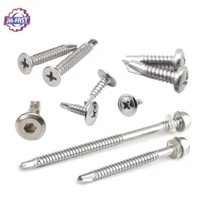 SS304 SS410 truss hex self-drilling building roofing screw with rubber washer tek screw for metal hex head self drilling screw