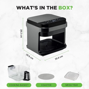 Electric Deep Fryer Smart Digital Control Air Fryer Glass Hot Air Fryers Steam Plastic Round Toaster Oven - Product Image 2