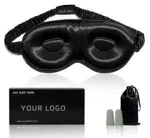 Custom Silk Sleep Eyemask 3D Countour Sin presión para dormir, Mulberry Silk Sleep Eye Mask & Blindfold con correa elástica