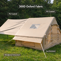 Tente de camping gonflable robuste en Oxford 300D avec structure en A, poteaux de support rapides en PVC, et auvent à arceaux pour glamping, imperméable