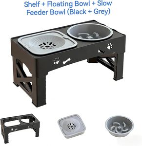 Nouveau bol pour chien 2-en-1 surélevé à alimentation lente, hauteur réglable, pliable - Product Image 6