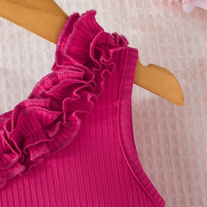 Robe sans manches exquise à motifs pour filles, vêtements pour enfants à volants pour petites fêtes, robes de bébé en gros - Product Image 3