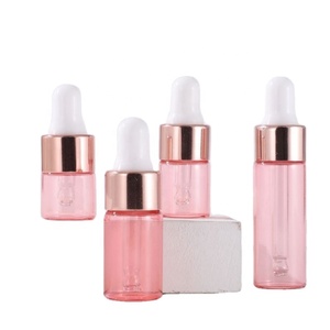 New Designs 1ml 2ml 3ml Rose Gold <b>Mini</b> Essential Oil Tube Bottle 5ml Cherry Pink Glass Cosmetic Trial Small Dropper Bottle - Product Image 1
