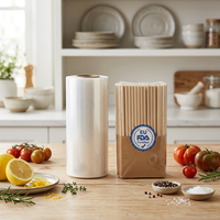 Film rétractable en polyoléfine POF ultra-transparent, résistant aux déchirures, conforme aux normes alimentaires européennes et américaines (FDA), pour l'emballage extérieur des assiettes jetables