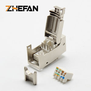 ZHEFAN <span class=keywords><strong>RJ45</strong></span> CAT7 blindé Keystone Jack sans outil 90 degrés Cat7 poinçonnage <span class=keywords><strong>RJ45</strong></span> blindé <span class=keywords><strong>Cat</strong></span> <span class=keywords><strong>7</strong></span> modulaire Jack <span class=keywords><strong>coupleur</strong></span> femelle - Product Image 2
