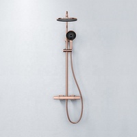 Illuminez votre salle de bain robinet de douche mural en or rose contemporain élégant et gracieux ensemble de douche de pluie