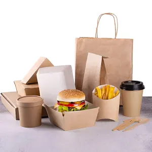 Umweltfreundliche Verpackung für Fast Food zum Mitnehmen benutzerdefiniertes Kraftpapier-Lebensmittel-Qualität einweg-Restaurant-Rolle für Kuchen Sandwich Box Aufbewahrung