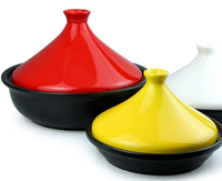 Batterie de cuisine en fonte polie revêtue d'émail pour la maison marmite à tajine marmite à tajine poêle de cuisson avec couvercle en céramique