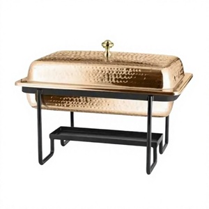 Calentador de comida de plato de frotamiento Rectangular martillado de cobre de diseño estándar para plato de servicio de Hotel y Catering para eventos - Product Image 1