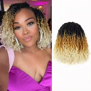 <span class=keywords><strong>Extensiones</strong></span> de Cabello Trenzado Pre-Enlazadas Yanky Twist con Puntas Rizadas, Fibra de Alta Temperatura, 8, 10, 12 Pulgadas, Ombre - Product Image 1