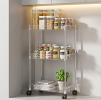 Chariot roulant transparent et fin, organisateur de rangement sécurisé pour couteaux de cuisine et couverts, chariot à 3 niveaux
