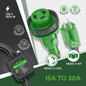 <span class=keywords><strong>Adaptateur</strong></span> de verrouillage RV 15 Amp à <span class=keywords><strong>30</strong></span> Amp 110V avec parasurtenseur, prise <span class=keywords><strong>adaptateur</strong></span> NEMA 5-15P mâle à L5-30R femelle RV, liste ETL - Product Image 2