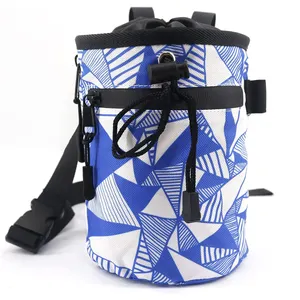 Custom Pattern Bouldering Chalk Bag Bucket with Zipper Pockets for Rock Climbing Gear Equipment Bag