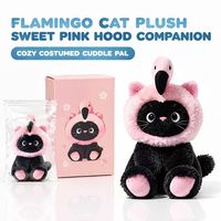 Peluche personnalisée Flamant rose et chat noir, directement de l'usine, OEM ODM, en coton PP et polyester, vente en gros, MOQ, peluche amusante