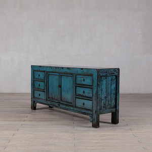 Mobiletto in Lacca <span class=keywords><strong>Turchese</strong></span> Effetto Invecchiato Unico nel Suo Genere, un'Espressione Grezza dell'Estetica Wabi-Sabi. - Product Image 2