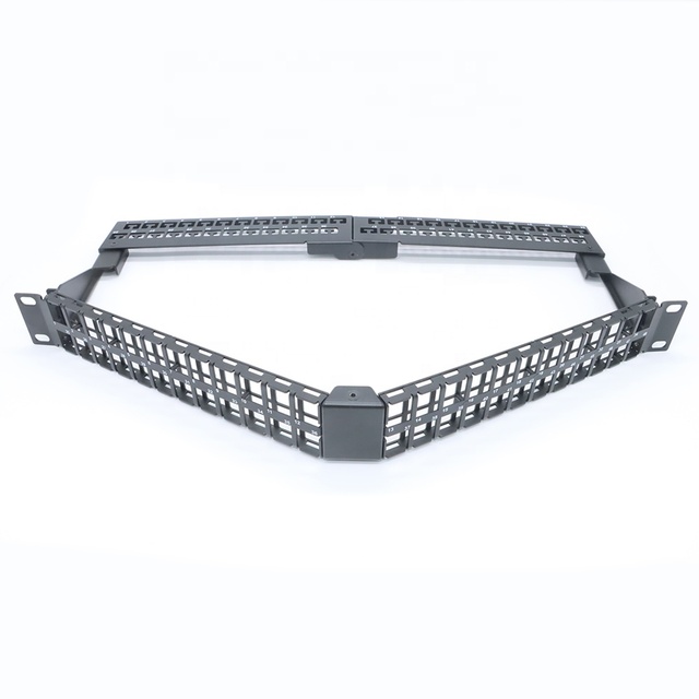 Black 1U 48 Port Folded Patch Panel
