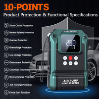 Démarreur de voiture 21800mAh 2000A avec compresseur d'air 150PSI, gonfleur portable d'urgence pour véhicule