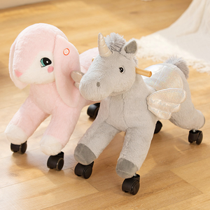 Vente directe du fabricant : Jouet à chevaucher en peluche animal, Lapin rose, Cheval à roulettes - Product Image 4