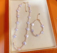 Offre Spéciale – Ensemble Collier et Bracelet en Argent Sterling Plaqué Or 14K avec Perles Edison Baroques Vintage Certifiées NGTC