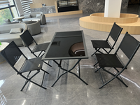 Ensemble de meubles d'extérieur modernes multifonctionnels durables de haute qualité, chaise à structure métallique, table en verre imperméable, ensemble de jardin