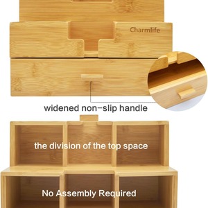 Charmlife Bamboo Desk Organizer 3 Tier Multi Compartment <b>Storage</b> <b>Box</b> With Drawer For Office Bedroom <b>Kitchen</b> Bathroom - Product Image 4