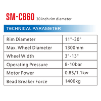 Machine à changer les pneus automatique SINOMAKE SM-CB60 certifiée CE, 220V, triphasée, capacité de jante de 30 pouces, écran LCD, moteur 0,75/1,1 kW