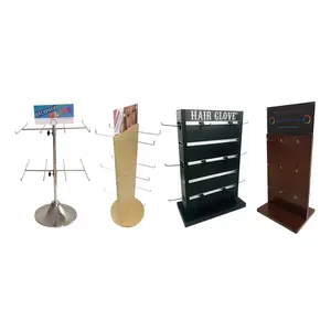 Hooks Display Rack Pop up Counter Wood Metal Display Tray Table Top Peg Display