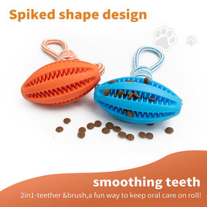 Mainan kunyah hewan peliharaan tali kepang dan bola karet tahan lama untuk anak anjing tumbuh gigi hadiah mewah untuk kucing untuk bermain bola tali karet hewan peliharaan - Product Image 3