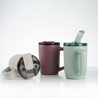 Nueva Taza de Café de Viaje de Acero Inoxidable de Doble Pared Personalizada con Asa y Tapa Deslizante, Botella de Vacío para Bebidas Frías y Calientes, Venta al por Mayor Surtida