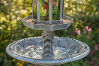 Station de bain d'oiseaux solaire LED écologique, mangeoire à oiseaux peinte, jardinière, toit de gazebo, résine résistante aux intempéries pour extérieur
