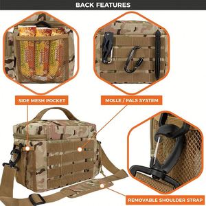 Sac à lunch isotherme tactique camouflage avec poches MOLLE, fermeture éclair, taille moyenne, pour le stockage des aliments - Product Image 6