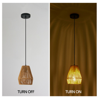 Ensemble de 3 lampes suspendues rustiques en corde de chanvre de 7 pouces, luminaire suspendu artisanal de style farmhouse, lampe de plafond à hauteur réglable (sans ampoules)