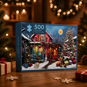 Puzzle en carton blanc série Noël 52x38cm 500 pièces, jouet éducatif en papier, emballage boîte rectangulaire couleur, 14+ Direct - Product Image 1