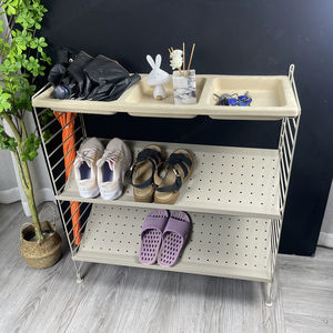 Prêt à expédier : Organisateur de chaussures convertible à 3 niveaux, étagère à chaussures suspendue en métal, grande capacité (24 paires), noir, moderne - Product Image 1