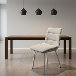 Ensemble <span class=keywords><strong>de</strong></span> table à manger scandinave moderne avec <span class=keywords><strong>6</strong></span> <span class=keywords><strong>chaises</strong></span> inclinables <span class=keywords><strong>en</strong></span> <span class=keywords><strong>tissu</strong></span> lin pour villa, mobilier <span class=keywords><strong>de</strong></span> maison - Product Image 2