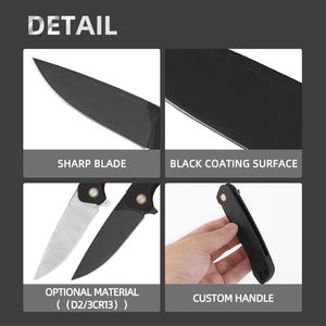 DIY OEM Camping EDC Jacht Tactisch Zwarte Coating Lemmet Zakmes G10 Handvat Hoog Koolstofstaal D2 Vouwzakmes - Product Image 4