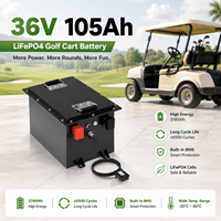 Аккумулятор LiFePO4 36В 105Ач для гольф-кара со встроенной BMS, управлением через Bluetooth-приложение, литиевая батарея глубокого разряда для электрических гольф-каров и багги