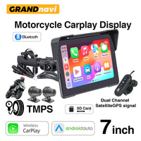 Grandnavi Nouvel écran de moto étanche de 7 pouces avec Carplay sans fil, Android Auto, caméras avant et arrière, écran tactile, mises à jour WiFi