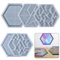 Hexagon Puzzle Silicone Mold for Kid Adults Pattern Block Tangram Brain Teaser Toy Geometry Logic IQ Game for All Ages Challenge